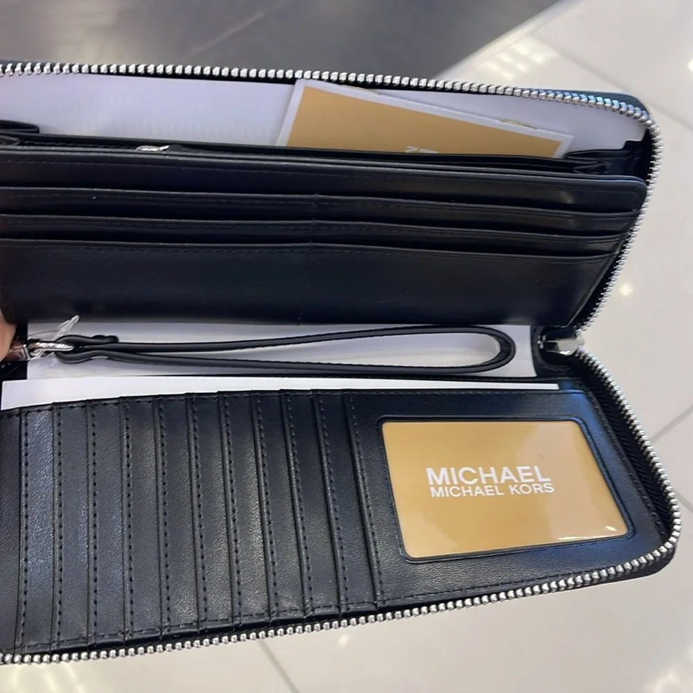 MICHAEL KORS Large Continental Wristlet Phone Case Wallet Exotic Print Hair Calf - Picture 11 of 16